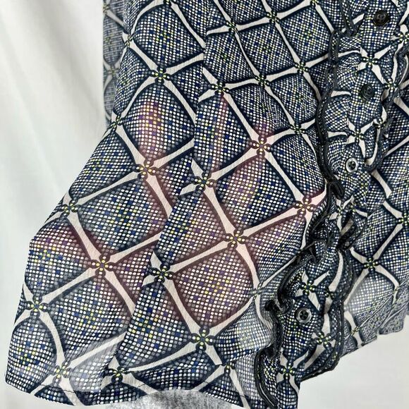 George Me By Mark Eisen Plaid Ruffle Button Down Blouse XL - Picture 2 of 12